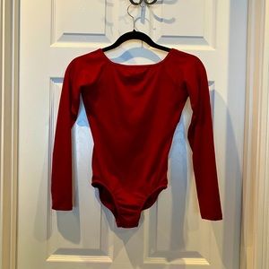 Natalie Dance Leotard. Deep Red Burgundy Color. Size Small. Low back with strap.